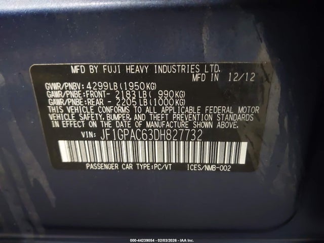 2013 SUBARU IMPREZA JF1GPAC63DH827732 Photo 8