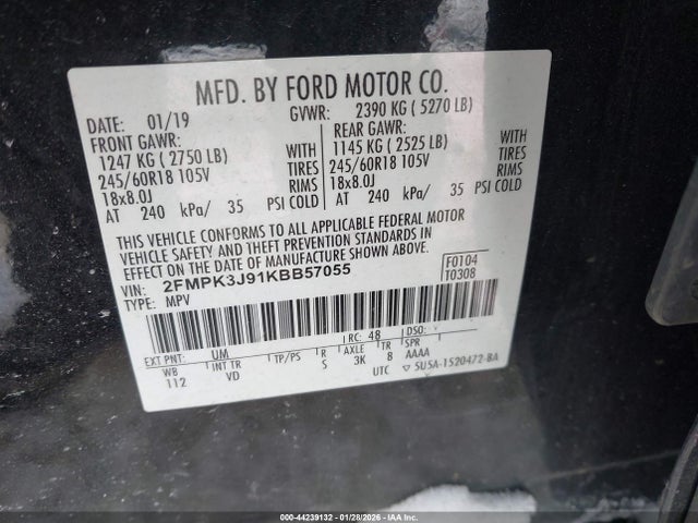 2FMPK3J91KBB57055 Ford EDGE SEL