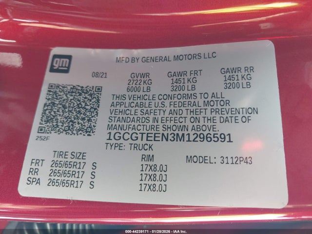 1GCGTEEN3M1296591 Chevrolet Colorado 4wd Short Box Zr2