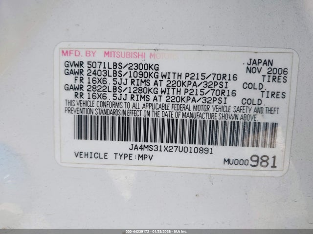 2007 MITSUBISHI OUTLANDER JA4MS31X27U010891 Photo 8