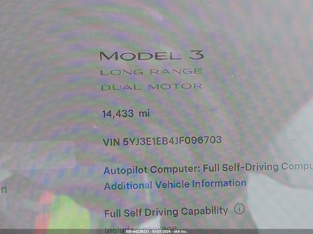 5YJ3E1EB4JF096703 Tesla Model 3 Long Range/performance