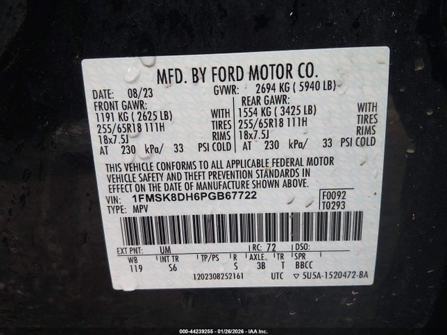Ford EXPLORER XLT 2023 1FMSK8DH6PGB67722 Image 9