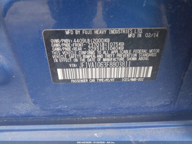 Subaru Wrx Limited 2015 JF1VA1G63F8803811 Image 9