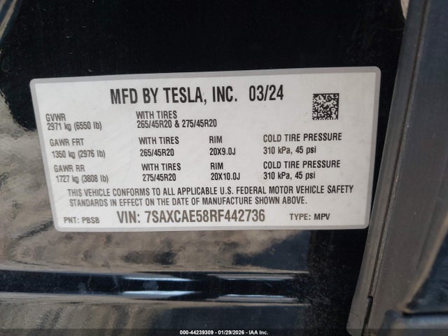 2024 TESLA MODEL X 7SAXCAE58RF442736 Photo 8