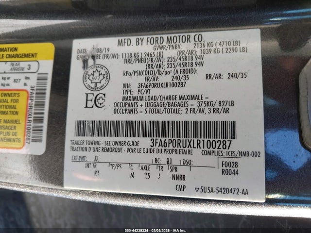 2020 FORD FUSION HYBRID 3FA6P0RUXLR100287 Photo 8