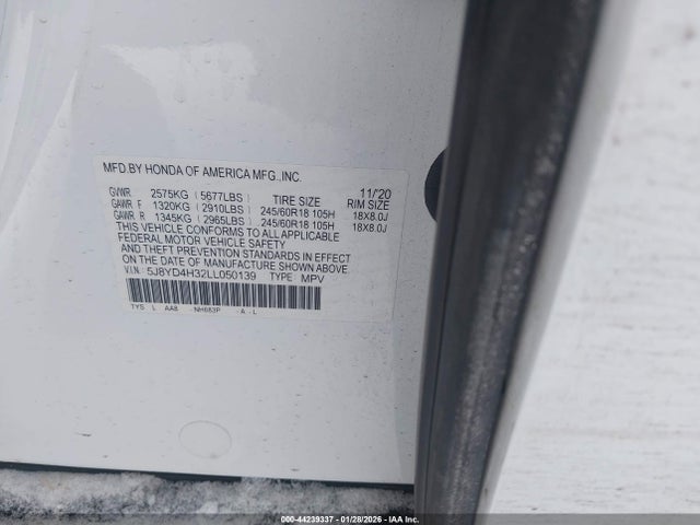 Продаж на аукціоні авто 2020 Acura Mdx Standard, vin: 5J8YD4H32LL050139, номер лоту: 44239337