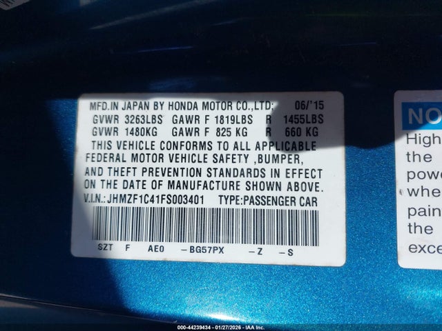 2015 HONDA CR-Z JHMZF1C41FS003401 Photo 8