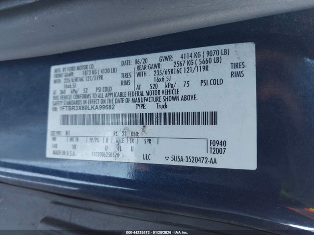 2020 FORD TRANSIT-250 CARGO VAN 1FTBR3X80LKA99682 Photo 8