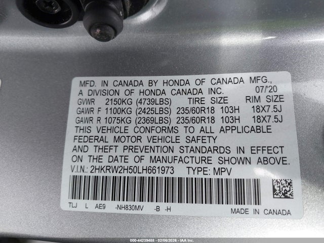 Honda Cr-v Awd Ex 2020 2HKRW2H50LH661973 Image 9