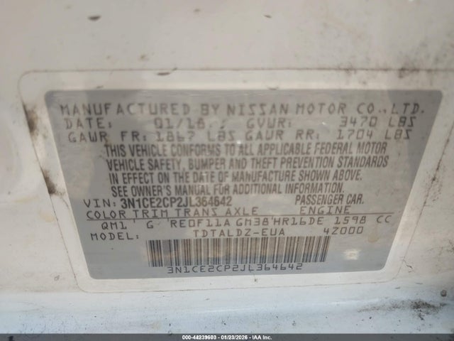 2018 NISSAN VERSA NOTE 3N1CE2CP2JL364642 Photo 8