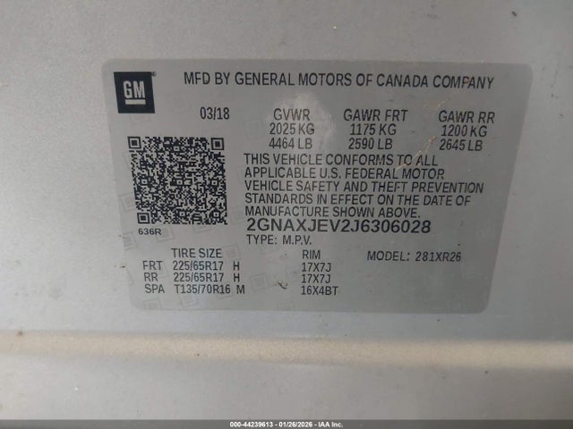 2018 CHEVROLET EQUINOX 2GNAXJEV2J6306028 Photo 8