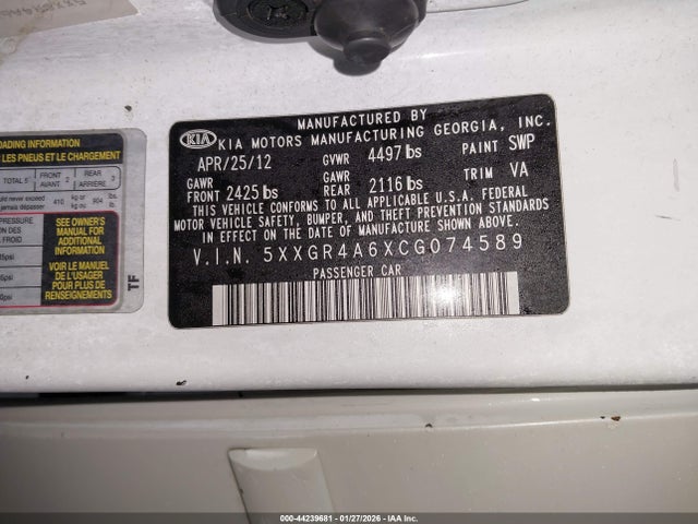 2012 KIA OPTIMA 5XXGR4A6XCG074589 Photo 8