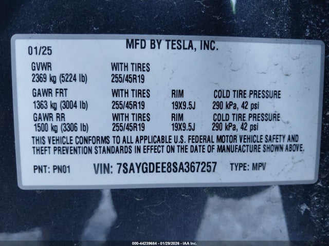 2025 TESLA MODEL Y 7SAYGDEE8SA367257 Photo 8