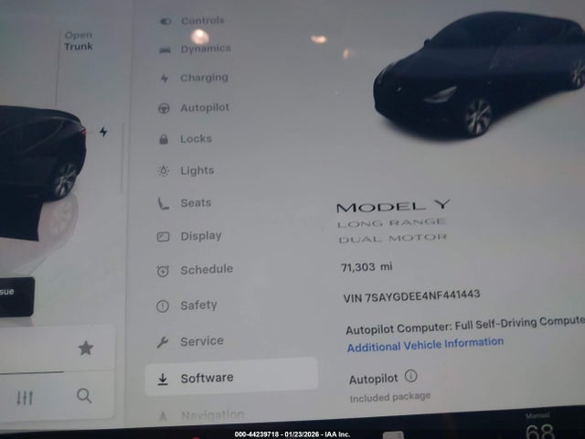 44239718 :رقم المزاد ، 7SAYGDEE4NF441443 vin ، 2022 Tesla Model Y Long Range Dual Motor All-wheel Drive مزاد بيع