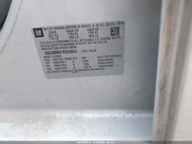 3GCUKREH1FG304604 Chevrolet Silverado 1500 1lt