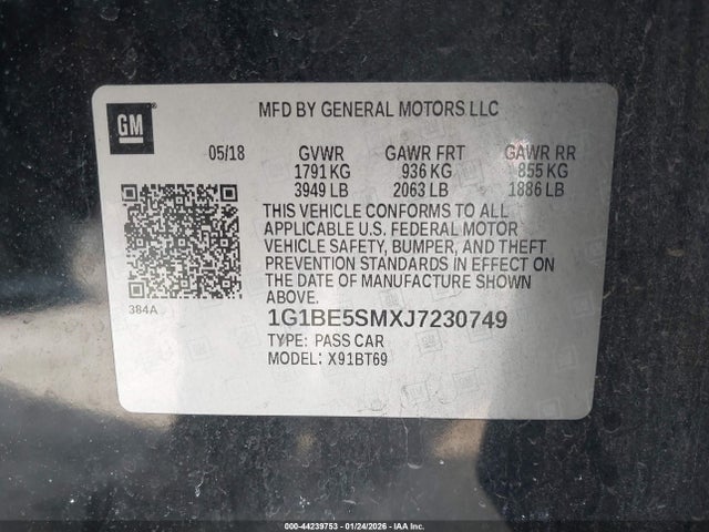 Chevrolet Cruze Lt Auto 2018 1G1BE5SMXJ7230749 Image 9