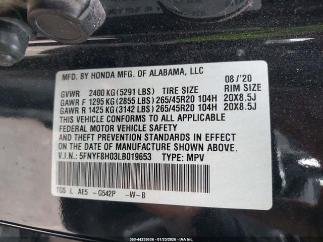 Honda Passport Awd Elite 2020 5FNYF8H03LB019653 Image 9