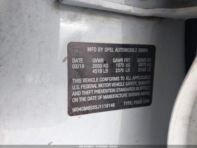 Продажа на аукционе авто 2018 Buick Regal Sportback Preferred Ii, vin: W04GM6SX5J1118146, номер лота: 44239831