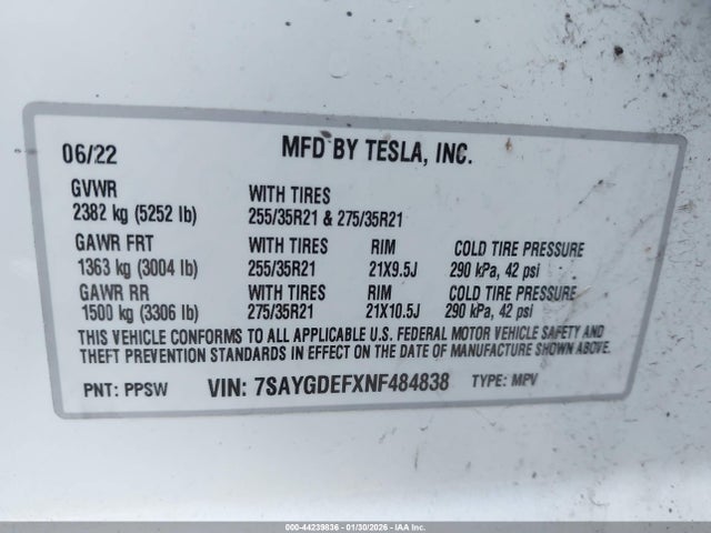 2022 TESLA MODEL Y 7SAYGDEFXNF484838 Photo 8