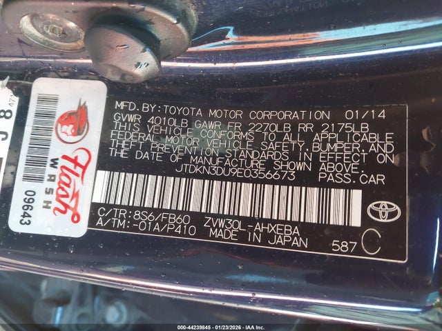Toyota Prius Three 2014 JTDKN3DU9E0356673 Image 9