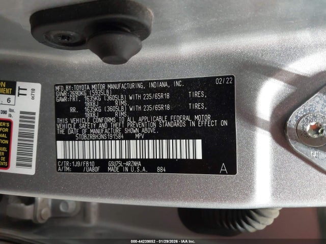 2022 TOYOTA HIGHLANDER 5TDBZRBH3NS191584 Photo 8