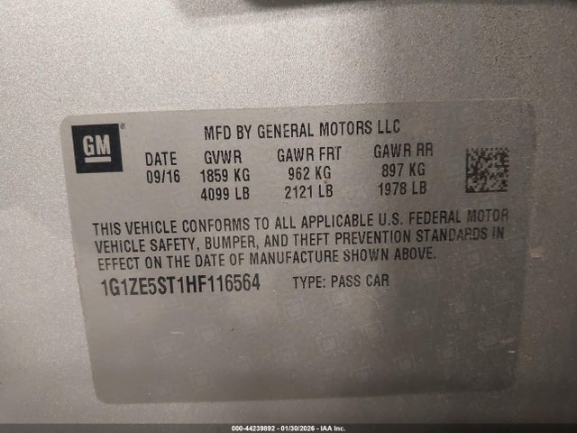 1G1ZE5ST1HF116564 Chevrolet MALIBU 1LT
