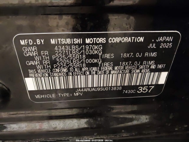 Продаж на аукціоні авто 2025 Mitsubishi Outlander Sport 2.0 Es Awc/2.0 Le Awc/2.0 S Awc/2.0 Se Awc/2.0 Trail Edition Awc, vin: JA4ARUAU9SU013838, номер лоту: 44239958
