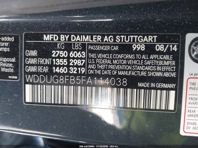 Продажа на аукционе авто 2015 Mercedes-benz S 550 4matic, vin: WDDUG8FB5FA114038, номер лота: 44239964
