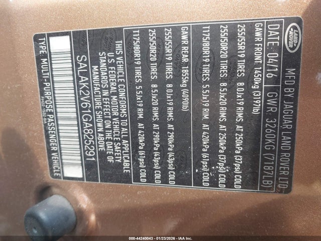 SALAK2V61GA825291 Land Rover LR4
