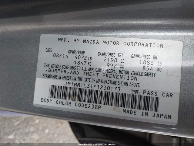 2015 MAZDA MAZDA3 JM1BM1L31F1230173 Photo 8