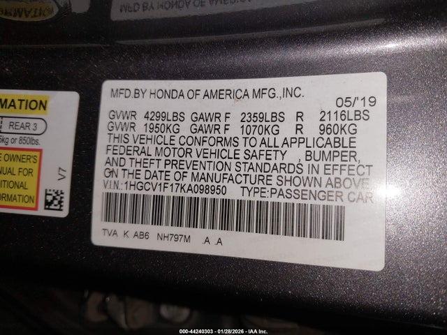 1HGCV1F17KA098950 Honda ACCORD LX