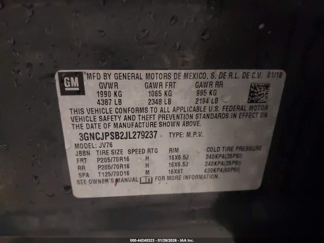 Chevrolet Trax Lt 2018 3GNCJPSB2JL279237 Image 9