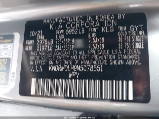 KNDRMDLH9N5078551 KIA Sorento Plug-in Hybrid Sx Prestige