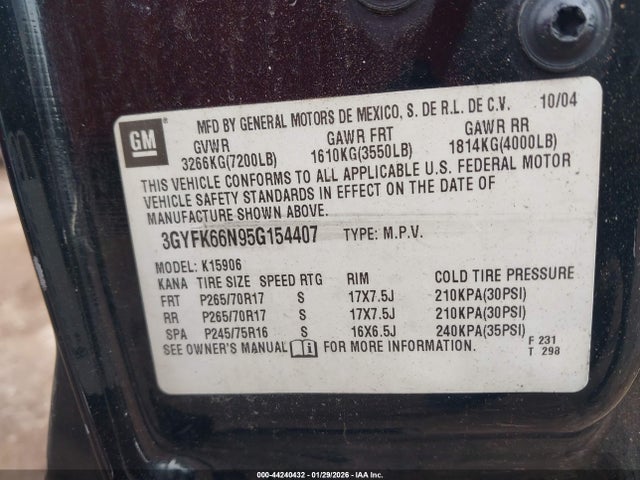 2005 CADILLAC ESCALADE ESV 3GYFK66N95G154407 Photo 8