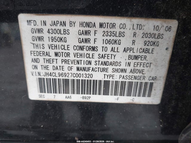 2007 ACURA TSX JH4CL96927C001320 Photo 8