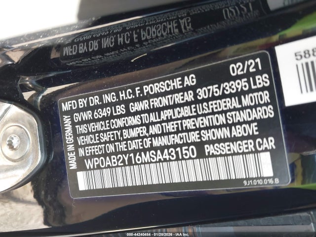 2021 PORSCHE TAYCAN WP0AB2Y16MSA43150 Photo 8