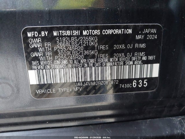 2024 MITSUBISHI OUTLANDER JA4J4VA82RZ067972 Photo 8