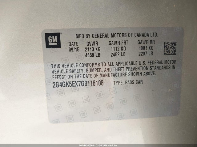 Aukcja sprzedaży 2016 Buick Regal Turbo, vin: 2G4GK5EX7G9116108, numer aukcji: 44240501