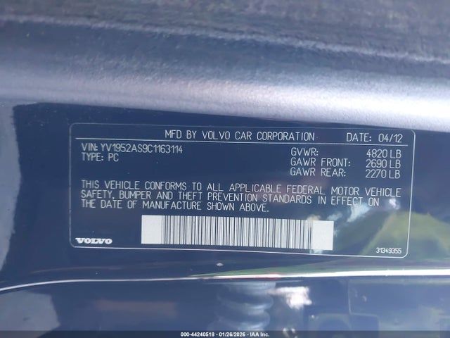 2012 VOLVO S80 YV1952AS9C1163114 Photo 8