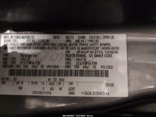 2013 FORD FOCUS 1FADP3K27DL123608 Photo 8