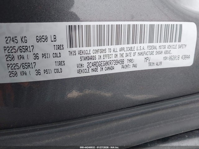 2C4RDGEG0KR739498 Dodge Grand Caravan Gt