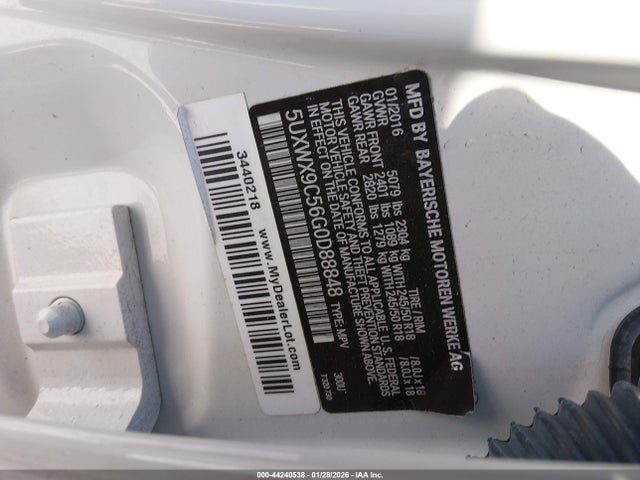 44240538 :رقم المزاد ، 5UXWX9C56G0D88848 vin ، 2016 Bmw X3 Xdrive28i مزاد بيع