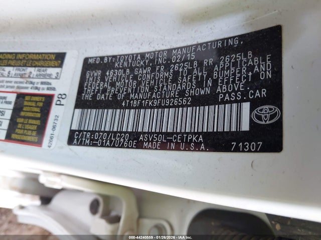 Toyota CAMRY XSE 2015 4T1BF1FK9FU926562 Image 9
