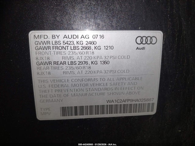 2017 AUDI Q5 WA1C2AFP9HA025867 Photo 8