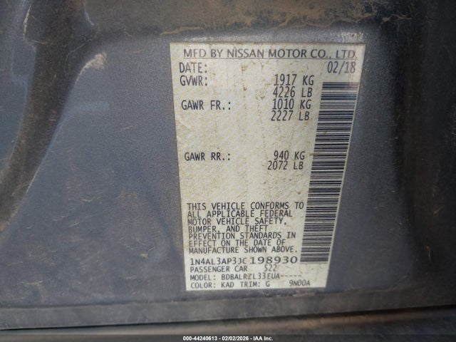 1N4AL3AP3JC198930 Nissan Altima 2.5 Sl