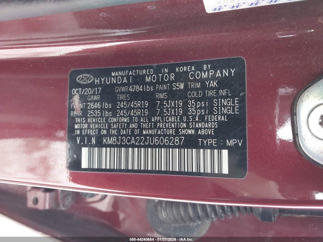 2018 HYUNDAI TUCSON KM8J3CA22JU606287 Photo 8