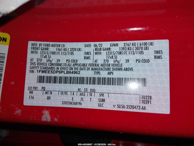Aukcja sprzedaży 2023 Ford Bronco Big Bend, vin: 1FMEE5DP9PLB64962, numer aukcji: 44240687