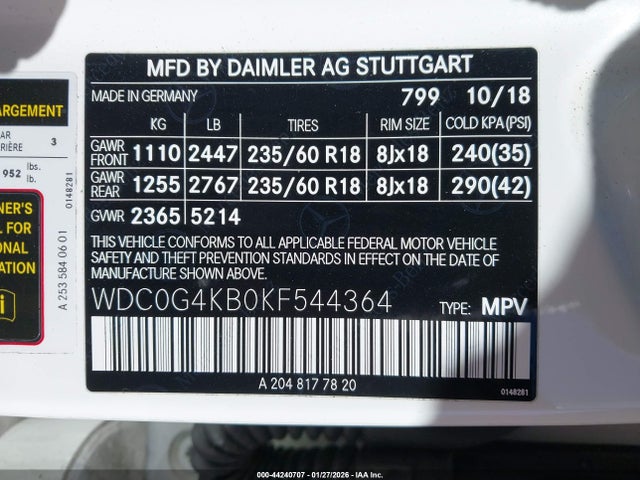 WDC0G4KB0KF544364 Mercedes-Benz Glc 300 4matic