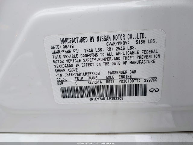JN1EV7AR1LM253308 Infiniti Q50 Luxe Awd
