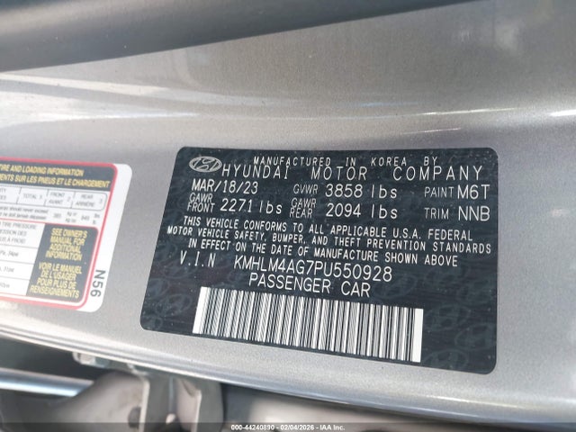 Aukcja sprzedaży 2023 Hyundai Elantra Sel, vin: KMHLM4AG7PU550928, numer aukcji: 44240890